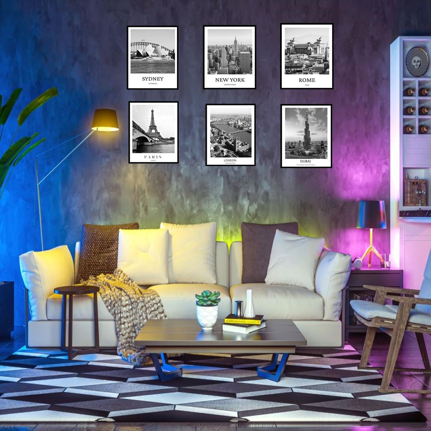 ELEVENSPACE Black And White Wall Art Decor,New York, London, Tokyo, Paris, Eiffel Tower Wall Decor Art,Modern Boho Wall Art for Living Room Bedroom Prints Poster,8x10 Inch Set of 6,Unframed