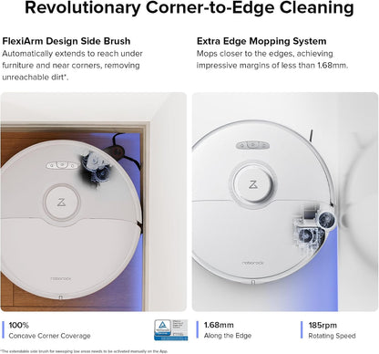 roborock S8 Max Ultra with Auto Water Refilling and Drainage System Robot Vacuum and Mop, FlexiArm Design, Smart Dirt Detection, Self-Emptying, 8000Pa Suction for Various Floors, Pet Hair, White