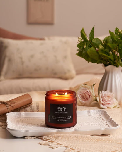 M&SENSE Spiced Apple 2 Wick Fall Scented Candle, 11.6oz Natural Soy Wax Candle for Autumn Decor, Up to 70 Hours Burn Time, Strong Fall Scented Candle Gift for Christmas Holiday Celebration