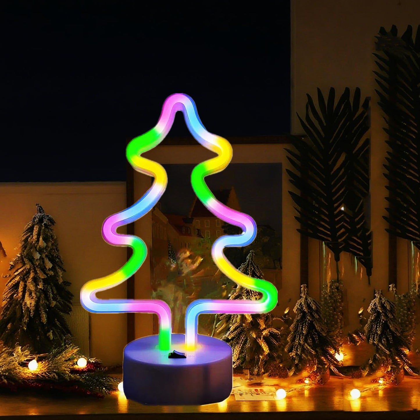 Christmas Tree Neon Light Signs for Bedroom Bedside Dorm Wall Decor,Neon Light up Christmas Decor LED Night Lights Table Ornaments Gifts for Kids Christmas Party,Battery Powered or USB Powered