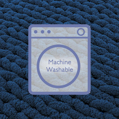 Bigacogo Chunky Knit Throw Blanket for Couch, 80x90 inches, 100% Hand Knitted with Thick Jumbo Chenille Yarn, Cozy Soft Large Rope Knot Cable Crochet Blankets for Sofa Bed Living Room, Navy Blue