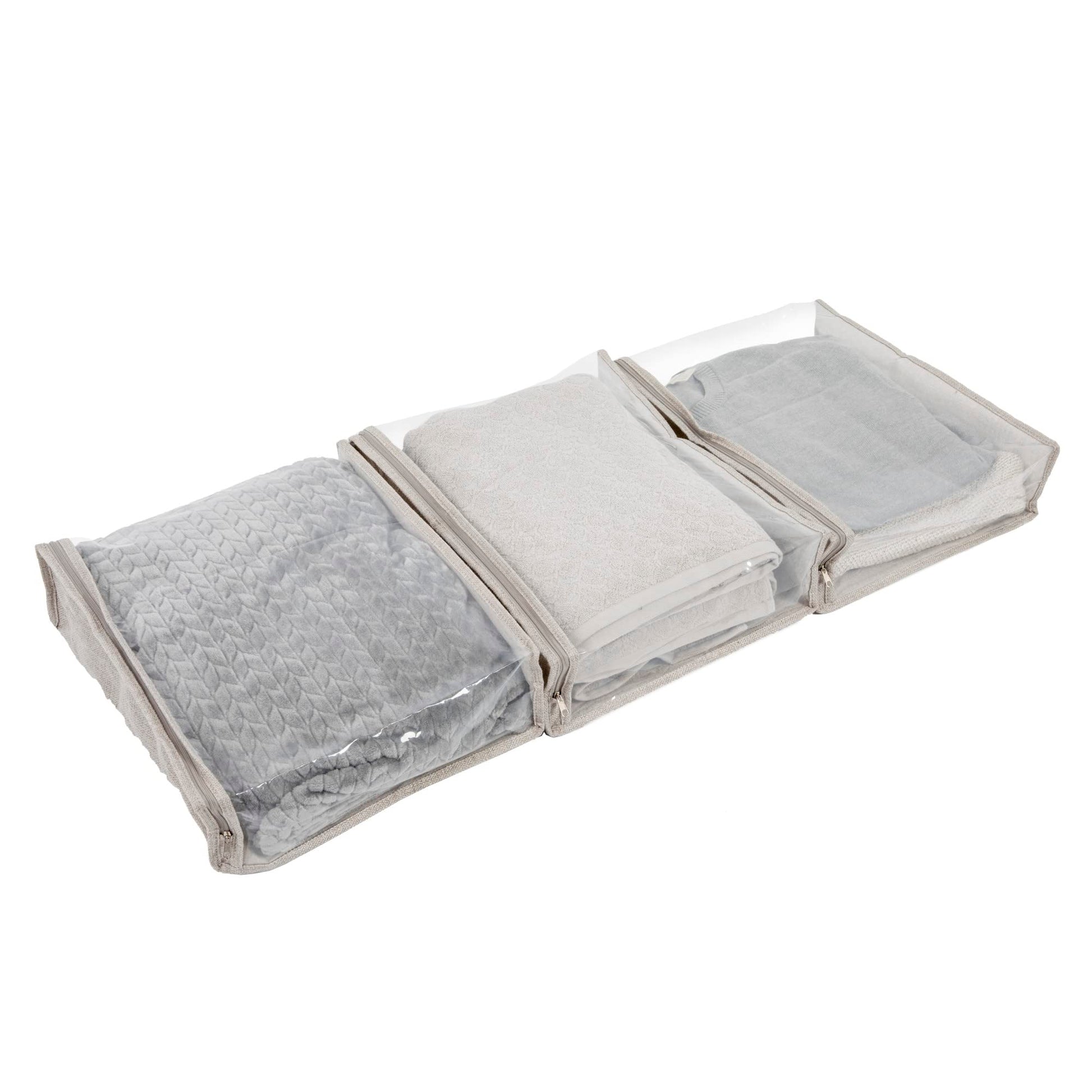 Household Essentials Under Bed Zippered Sweater Storage Bags with Clear Vision Panel, Set of 3