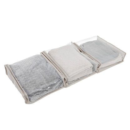 Household Essentials Under Bed Zippered Sweater Storage Bags with Clear Vision Panel, Set of 3