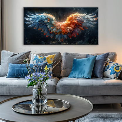 LASMOND Beautiful Colorful Angel Wings Religion Wall Art Decor Artwork for Girls Room Bedroom Living Room (58x28 Inches)