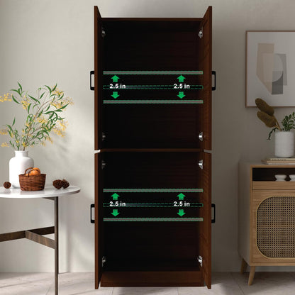 Brown Kitchen Pantry, 71" Tall Cabinet with Doors, Hutch with Storage for Dining Room