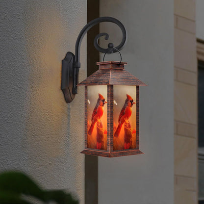 Solar Lanterns Outdoor, Waterproof Cardinal Garden Hanging Lanterns with LED Flickering Flameless Candles, Lantern Decor Birthday Gifts for Women Mom Grandma