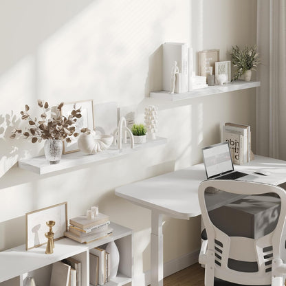 BAMEOS Floating Shelves,40 in W x 8in D Wall Mounted Wooden Shelves with Invisible Brackets Set of 2, Hanging Wall Shelves Decoration for Bedroom, Bathroom, Living Room and Kitchen