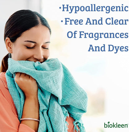 Biokleen Free & Clear Natural 3X Concentrated Liquid Laundry Detergent, 300 Loads, Plant-Based, Hypoallergenic, Removes Stains & Fights Odors, Dye Free, Unscented