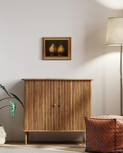 HUARCEY Gold Framed Vintage Wall Art for Living Room, Pear Fruits Painting Prints Shelf Decor for Kitchen, Aesthetic Bedroom Wall Art Decor, Christmas Gift for Friends or Family (Two Pears - 8"x10")