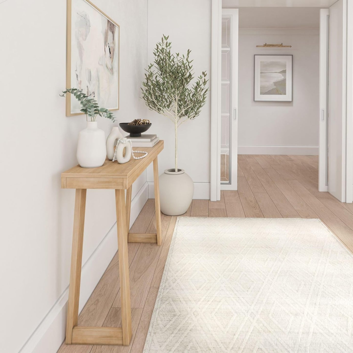 Plank+Beam Solid Wood Console Table, 36 Inch, Sofa Table, Narrow Entryway Table for Hallway, Behind The Couch, Living Room, Foyer, Easy Assembly, Blonde