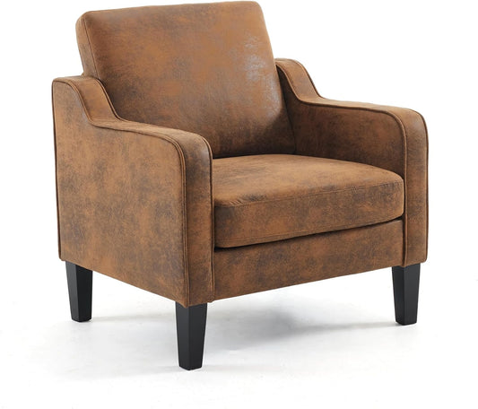 VINGLI Accent Chair for Living Room Chairs Rustic Reading Chair for Bedroom Scooped Arm Chair Mid