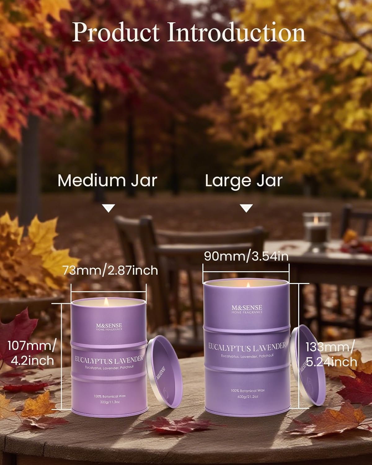 M&SENSE Eucalyptus Lavender Scented Candles Natural Non Toxic, Aromatherapy Candle for Stress Relief Meditation Relaxing, Housewarming Gifts for Women Men, 11.3oz 70 Hour Long Burning