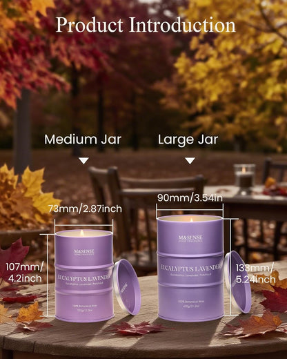 M&SENSE Eucalyptus Lavender Scented Candles Natural Non Toxic, Aromatherapy Candle for Stress Relief Meditation Relaxing, Housewarming Gifts for Women Men, 11.3oz 70 Hour Long Burning