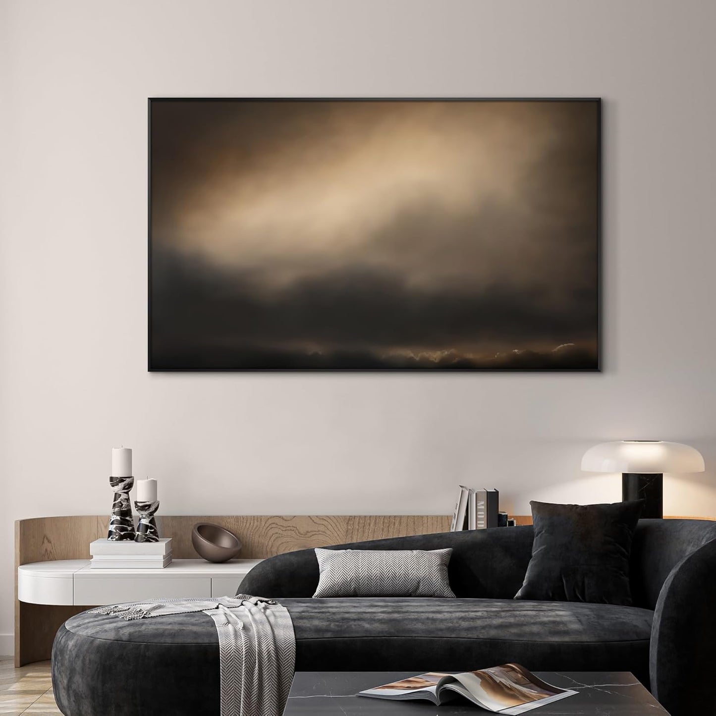 SIGNWIN 30"x60" Extra Large Framed Wall Art Golden Sunset Cloud, Moody Sky Scene for Home Living Room Bedroom Decor (Frame Assembly Required)