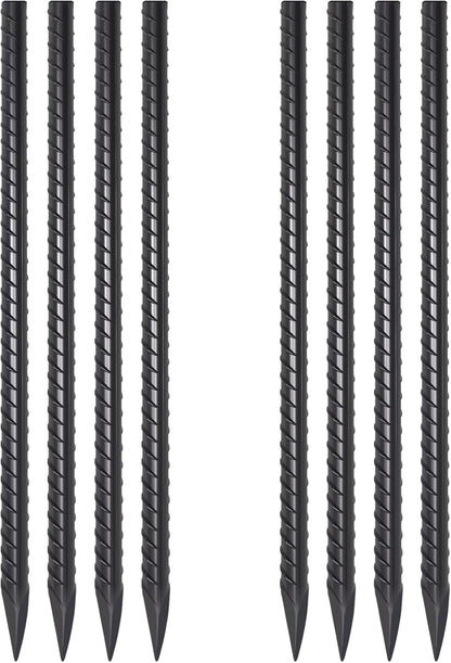 VVOKGO Rebar Stakes 24 Inch Ground Straight Concrete Form Stakes Heavy Duty (8pcs), 3/8" Diameter Metal Steel Spikes Anchors with Chisel Point End for Plant Support, Garden Border,Landscape Edging