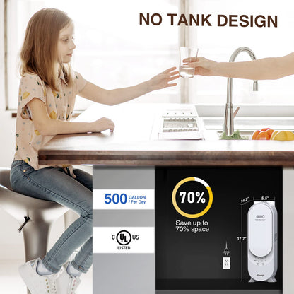 Frizzlife PX500-A Under Sink Tankless Reverse Osmosis Water Filtration System, 500 Gallons Per Day, Remineralizes Water, Easy DIY Installation, Low Maintenance