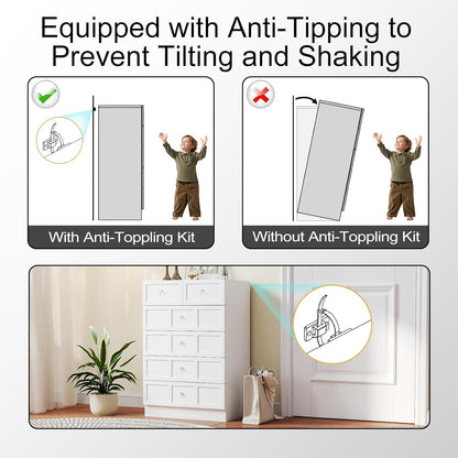 Wood Dresser for Bedroom 6 Drawer: 24" White Chest of Drawers Wood, Modern Fluted Cabinet with Sturdy Storage, Wide Aesthetic Furniture for Room Organization