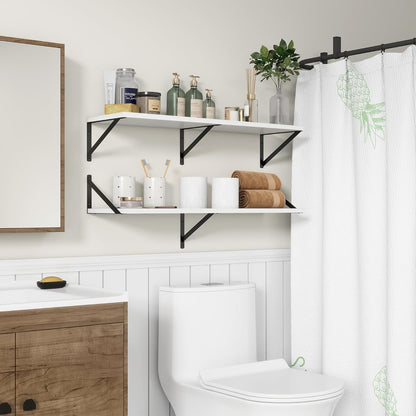 36"W x 10"D Floating Shelves, 10 Inch Deep White Floating Shelves, Farmhouse Rustic Deep Wall Shelves for Home Decor, Wide Large Floating Shelf for Bathroom, Living Room, Kitchen, Study Room