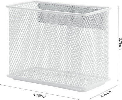 dedoot Magnetic Pencil Holder, Locker Pencil Holder Strong Magnetic Holder for Whiteboard Marker, 4.7x2.3x3.7inch Black Mesh Magnetic Holder for Fridge, Sponge, Recipe, Beverage,White