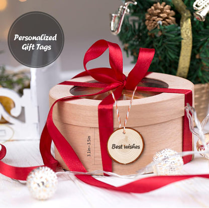 5ARTH Natural Wood Slices - 30 Pcs 3.1-3.5 inches Craft Unfinished Wood kit Predrilled with Hole Wooden Circles for Arts Wood Slices Christmas Ornaments DIY Crafts