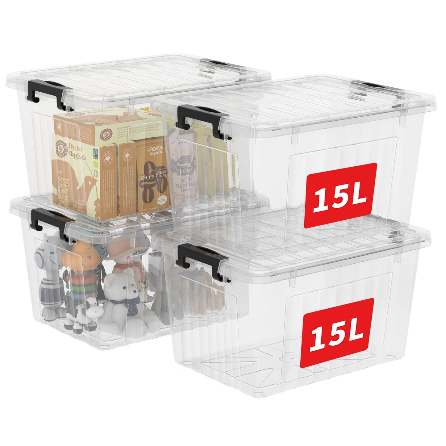 Cetomo 18Qt*4 Plastic Storage Bins, Storage Box, 4 Pack, Organizing Container with Durable Lids and