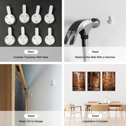 HLNIUC Autumn Forest Framed Canvas Wall Art,Fall Nature Pictures Wall Decor Set of 3(16”x24”) Large Maple Trees Trail Scenery Wall Painting,Modern Fall Landscape Art Print for Living Room,Bedroom