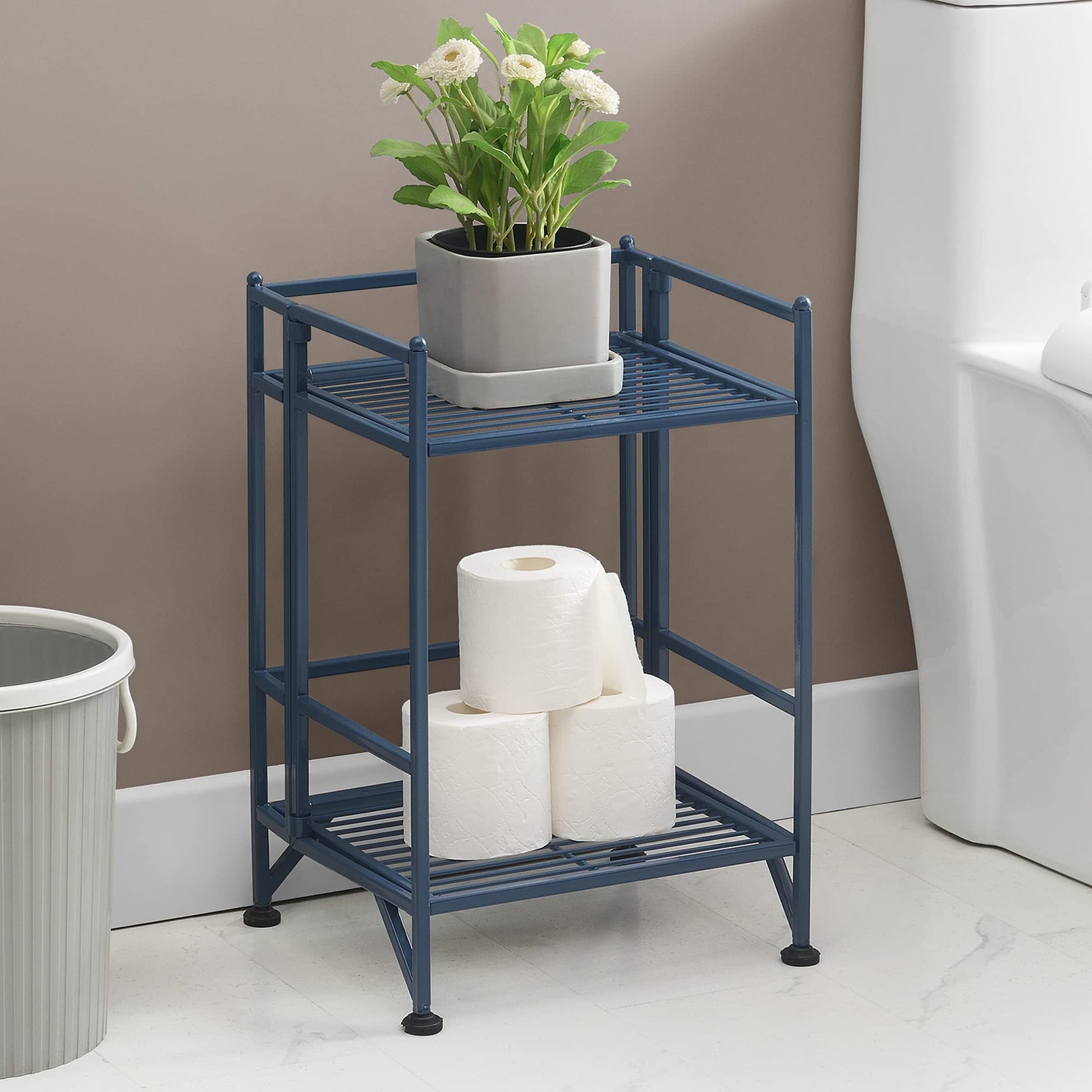 Convenience Concepts Xtra Storage Shelves - 2 Tier Folding Metal Organizer Shelf for Office