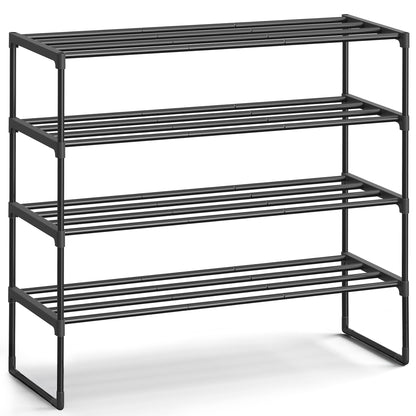 SONGMICS Shoe Rack, 4-Tier Shoe Organizer, Metal Storage Shelf, Upright or Upside Down, for 20-25
