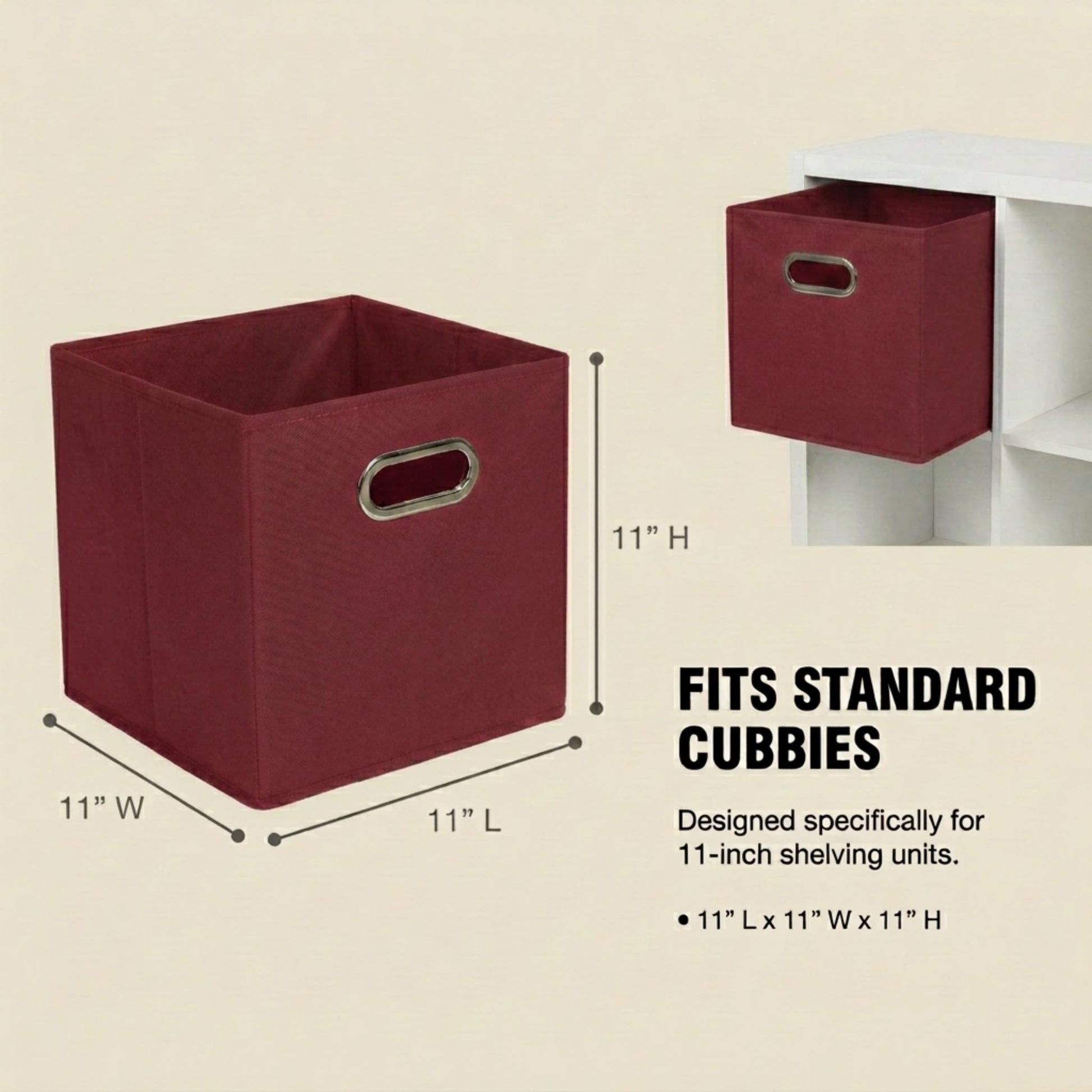 Household Essentials Fabric Storage Bins 6 Piece Set, Burgundy