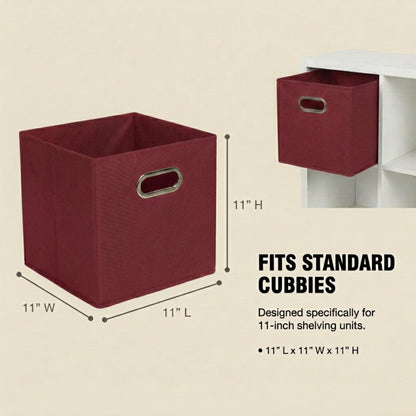 Household Essentials Fabric Storage Bins 6 Piece Set, Burgundy