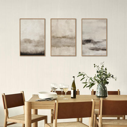 HPINUB Large Abstract Framed Canvas Wall Art Set,Minimalist Beige Gray Pastel Watercolor Wall Decor,Modern Illustration Neutral Art Painting for Living Room,Bedroom,Dining Room,Office -24"x36"x3