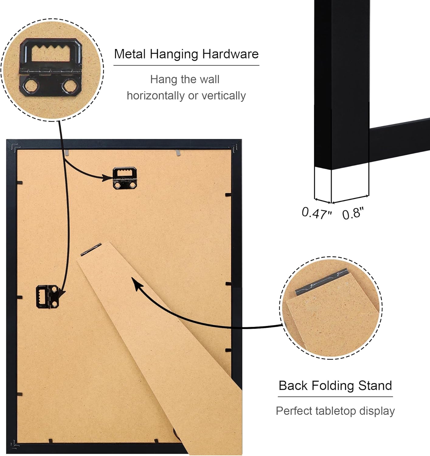 10x14 Picture Frame Set of 4, 10 x 14 Wood Photo Frames with Mat for 8x12 or 30x40cm Diamond Painting Art, Wooden Frame with Real Glass Cover for Wall and Tabletop Display,Black