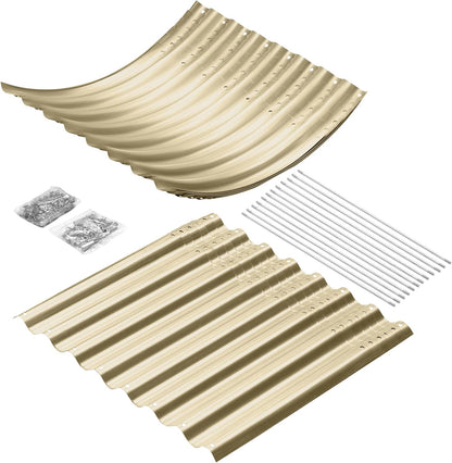 Land Guard 8x4x3ft Oval Galvanized Raised Garden Beds, Large-Capacity Metal Planter Box Outdoor, Durable Deep Raised Garden Bed 3ft Tall, Raised Beds for Gardening Vegetables, Cream Yellow