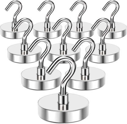 MIKEDE Strong Magnetic Hooks, 110Lbs Heavy Duty Magnetic Hooks for Cruise Cabin, Neodymium Earth Magnets with Hooks for Hanging, Super Metal Industrial Magnetic Hanger for Grill, Cruise, Storage