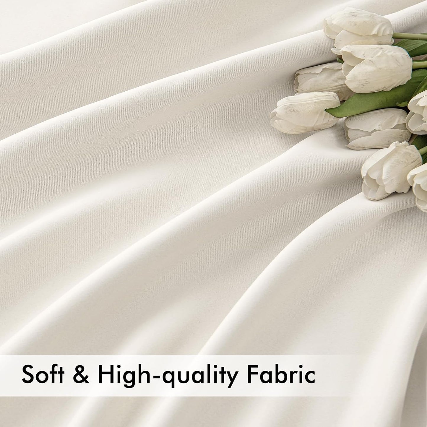 MIULEE Ivory Back Tab Blackout Curtains 108 Inch Long 2 Panels Set for Bedroom, Rod Pocket/Pinch Pleat Extra Long Thermal Insulated Living Room Darkening Pleated Light Blocking Drapes