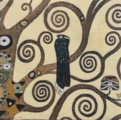 C Charlotte Home Furnishings Inc Lebensbaum Bird Belgian Cushion Cover | Pure Cotton Decorative Cushion Case | Cushion Cover for Indoor Use | 17x17 Inch Cushion Cover for Living Room I By Gustav Klimt