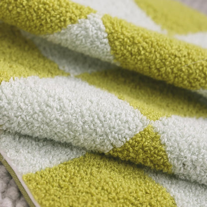 Alysheer Checkered Embroidered Decorative Throw Pillow Covers 18"x 18" Set of 2, Farmhouse Cottage Blue Green Designer Plaid Patterned Cotton Accent Cushion Case for Sofa Couch Bed Living Room