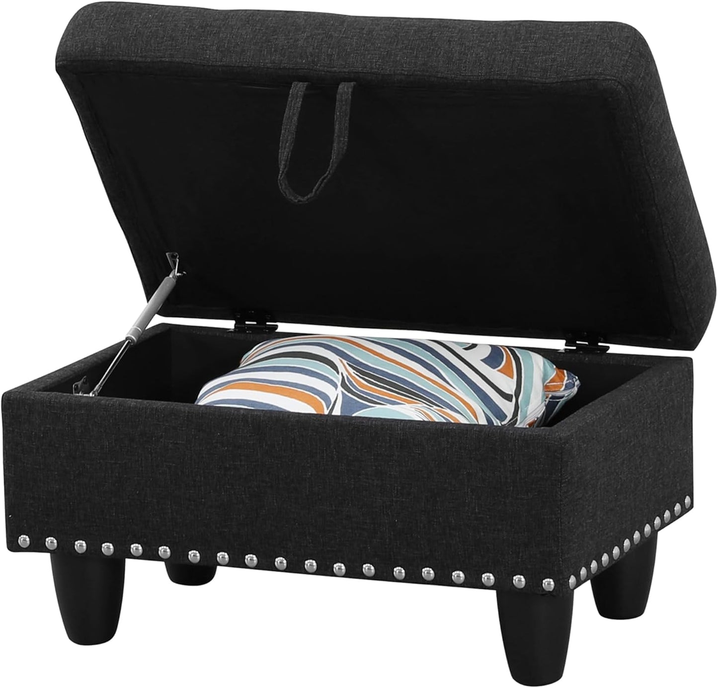 Ottoman Rectangular Storage Ottoman Bench, Footrest Stool Footstool with Lid for Living Room, Bedroom, Entryway, Brown, 28.5"x19.5"x17.5"