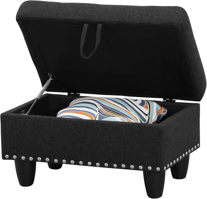 Ottoman Rectangular Storage Ottoman Bench, Footrest Stool Footstool with Lid for Living Room, Bedroom, Entryway, Brown, 28.5"x19.5"x17.5"