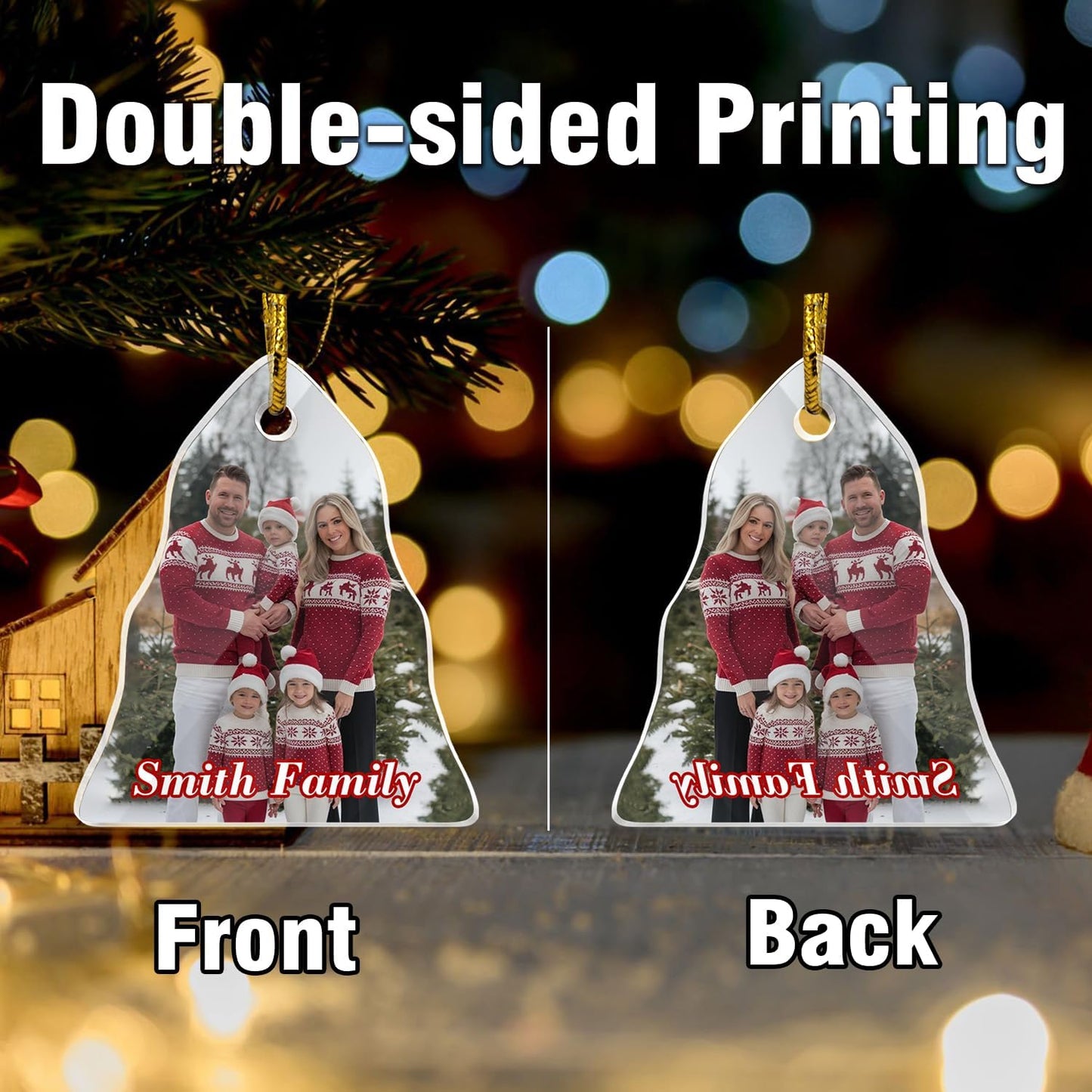 Personalized Crystal Hanging Ornaments, Christmas Tree Family Photo Decor, Custom Ornaments for Mom/Dad, Decorative Hanging Glass Pendant, Design Family Picture, Gifts for Christmas