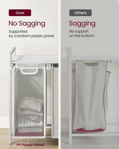 VASAGLE Laundry Hamper, Laundry Basket, Laundry Sorter with 3 Pull-Out and Removable Bags, Shelf