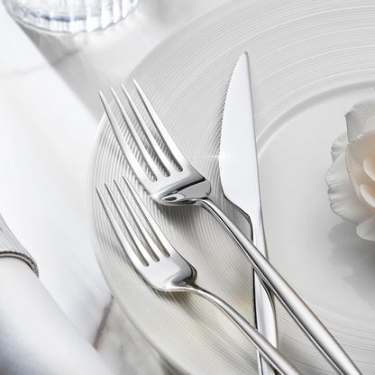 KINGSTONE Silverware Set, 40-Piece Flatware Set Cutlery Set Premium 18/10 Stainless Steel, Tableware Include Forks Knives Spoons for Home Kitchen Restaurant Wedding, Dishwasher Safe