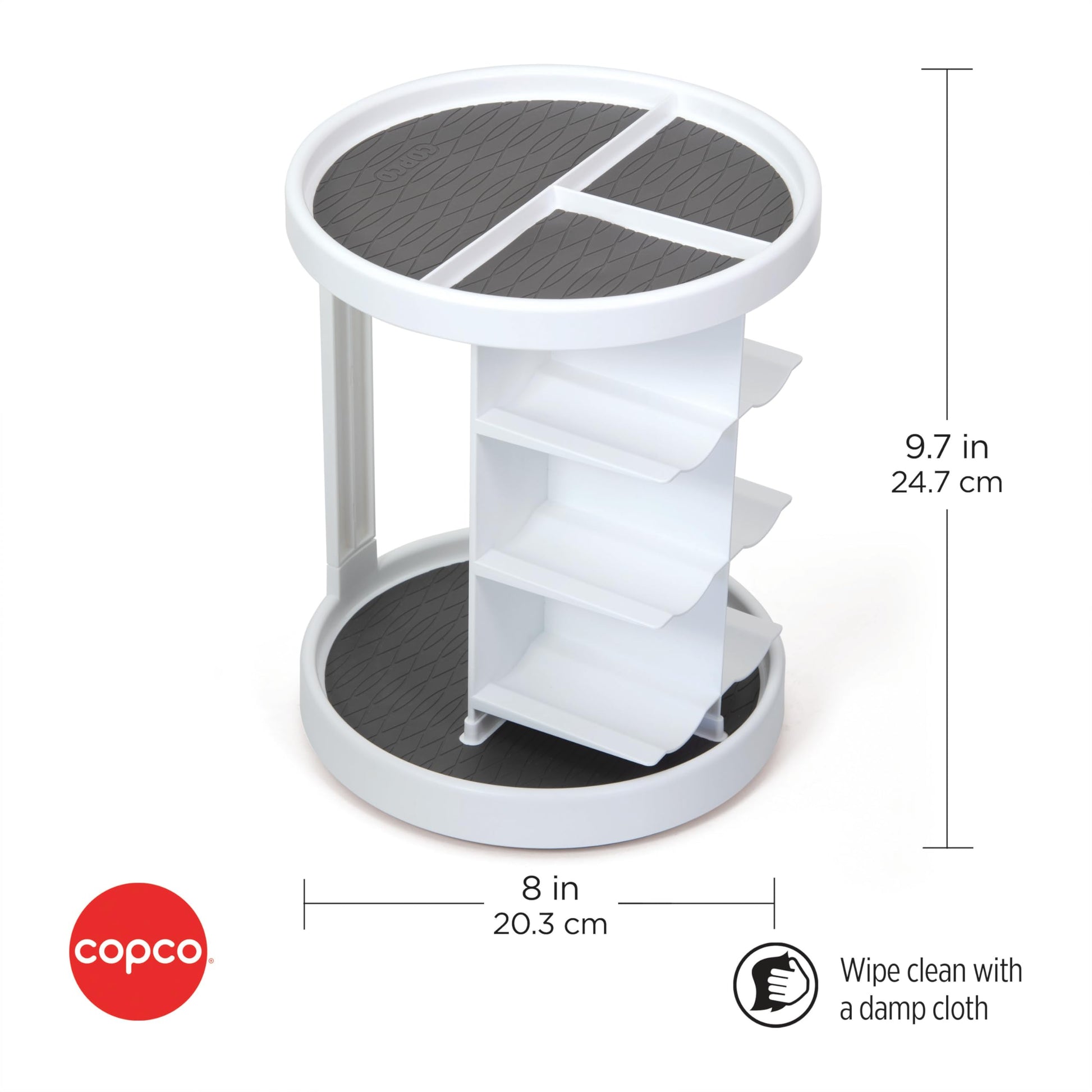 Copco 2-Tier Lazy Susan Turntable Organizer for Cabinet, Pantry, and Counter - Rotating Vitamin