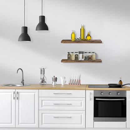 Sorbus Floating Shelves for Wall - 24" Bathroom Shelves, Wall Decor for Bedroom, Kitchen, Living Room, Home Decor & Book storage - Mounted Floating Shelf with Invisible Brackets (Rustic Brown, 2 Pack)