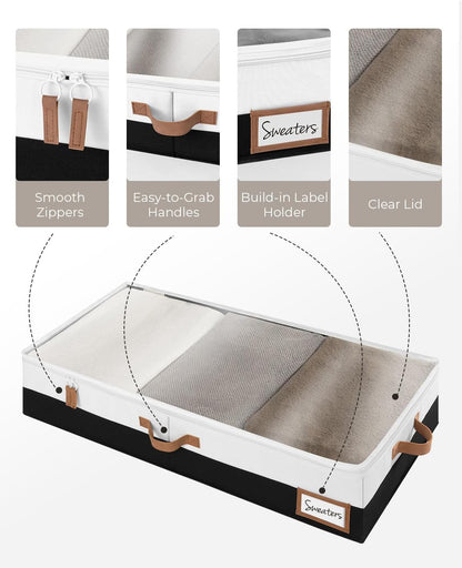 StorageWorks Large Under Bed Storage Containers with Handles and Label Holder, 2 Pack Ultra-thick Fabric Underbed Bins, Closet Organizer for Clothes, Blankets, Sweater