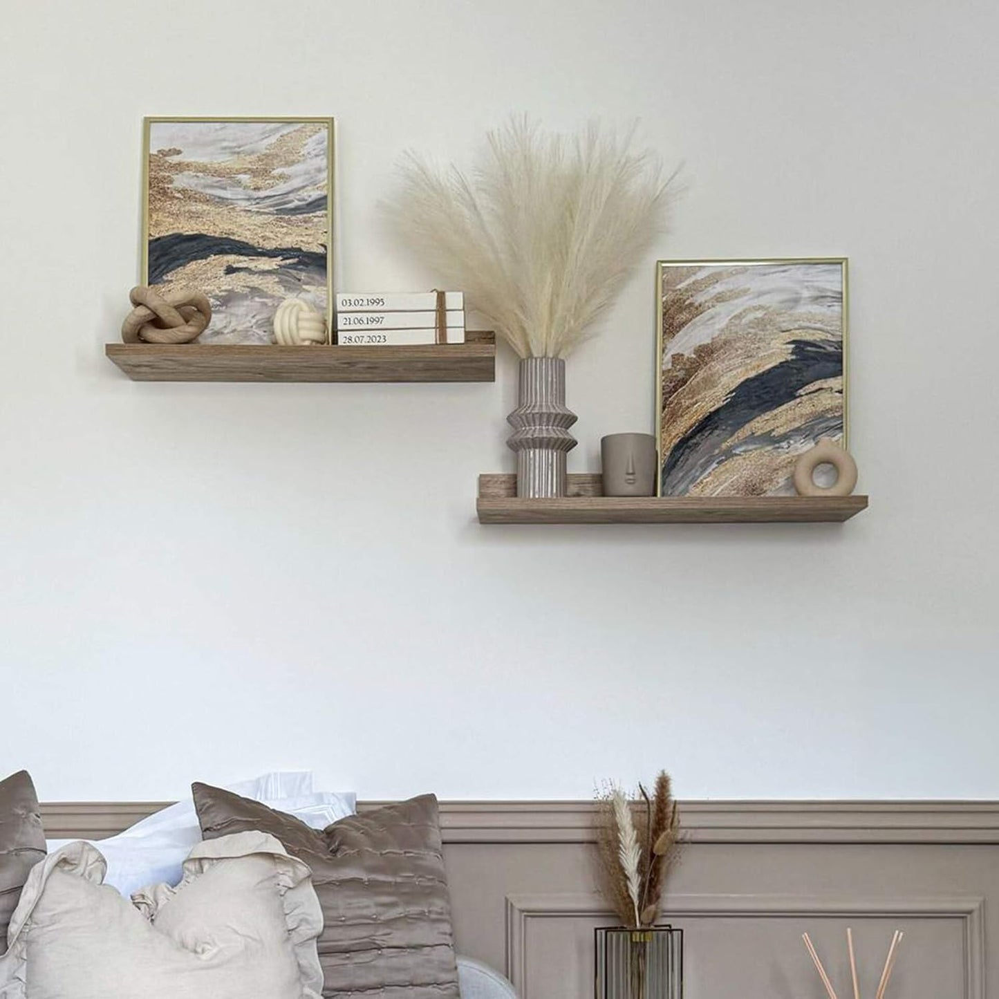 Mobili Fiver, Set of 2 Rachele Shelves, 31.49 in, Oak, Made in Italy