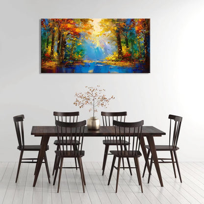 LASMOND Beautiful Colorful Forest Scenery Landscape Wall Art Decor Artwork for Bedroom Living Room (58x28 Inches)