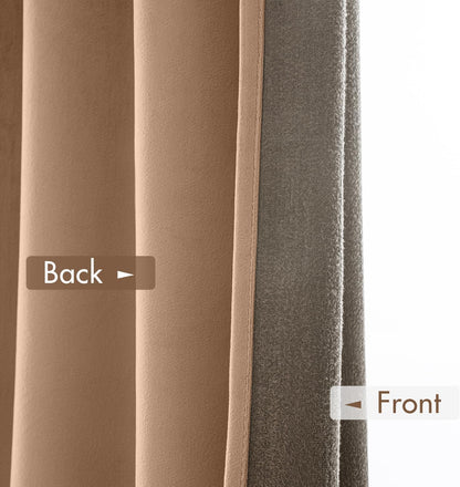 MIULEE Blush Beige Velvet Curtains Thermal Insulated Blackout Curtain Drapes for Bedroom Living Room Darkening 90 Inches Long Curtains Panels Rod Pocket Set of 2