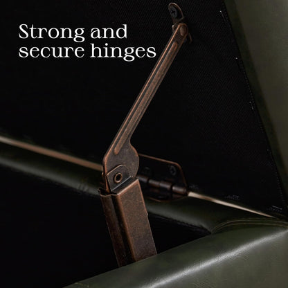 HUIMO Square Leather Storage Ottoman,Ottoman Coffee Table with Storage for Living Room (Vintagegreen)