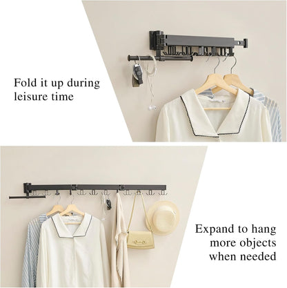 Wall Mounted Clothes Drying Rack,Drying Rack Clothing Wall Mount with Foldable Features(Tri-Fold),Space Saver,Wall Mounted Drying Rack for Laundry Balcony Bathroom (Black)